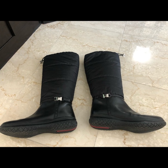 Prada Leather & Nylon Boots Blk SZ 9 1/2 - Picture 8 of 13